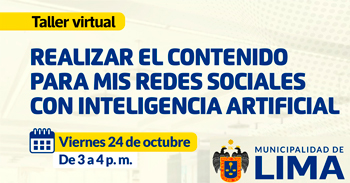  Taller virtual: "Realizar el contenido para mis redes sociales con inteligencia artificial" 