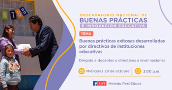 Webinar online gratis "Buenas prácticas exitosas desarrolladas por directivos de II. EE."