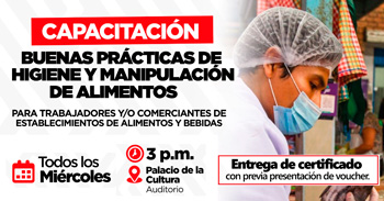  Capacitación presencial "Buenas prácticas de higiene y manipulación de alimentos" de la Muni de Puente Piedra