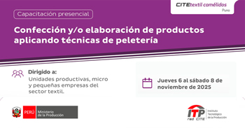  Capacitación presencial "Confección y/o elaboración de productos aplicando técnicas de peletería" 