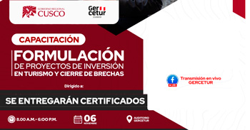  Capacitación presencial: “Formulación de Proyectos de Inversión en Turismo y Cierre de Brechas"