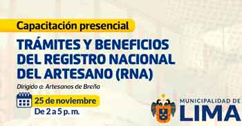  Capacitación  presencial "Trámites y beneficios del registro nacional del artesano (RNA)"