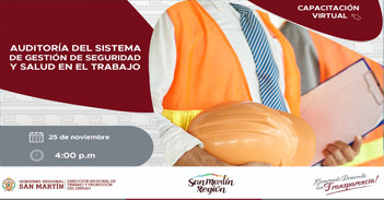  Capacitación online "Auditoría del sistema de gestión de seguridad y salud en el trabajo" DRTPE de San Martín