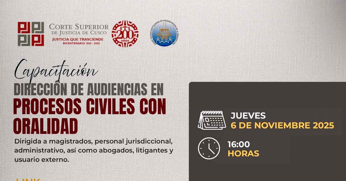  Capacitación online "Dirección de Audiencias en Procesos Civiles con Oralidad" 