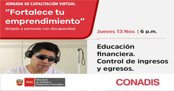 Capacitación online "Educación financiera, Control de ingresos y egresos" del MIMP Conadis
