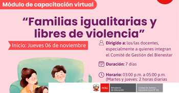  Capacitación online "Familias igualitarias y libres de violencia" de la Ugel 5