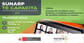  Capacitación online Formas de rectificar área, linderos y medidas perimétricas de predios urbanos y rurales de la SUNARP