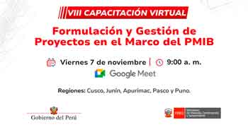  Capacitación online de “Formulación y Gestión de Proyectos en el Marco de PMIB” del Ministerio de Vivienda Perú