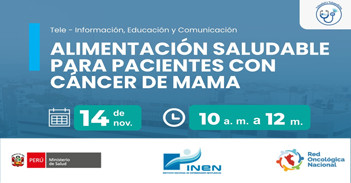  Capacitación online gratis "Alimentación saludable para pacientes con cáncer de mamas" del INEN