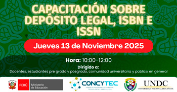  Capacitación online gratis "Depósito Legal, ISBN e ISSN" de la Universidad Nacional de Cañete