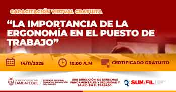  Capacitación online gratis "La Importancia de la Ergonomía en el Puesto de Trabajo" de la GRTPE Lambayeque