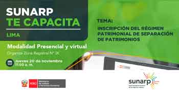  Capacitación online gratis "Inscripción del régimen patrimonial de separación de patrimonios" de la SUNARP