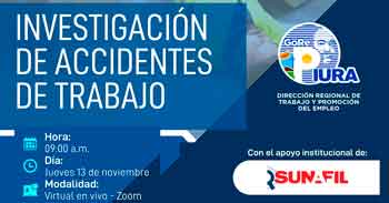  Capacitación online gratis "Investigación de Accidentes de Trabajo" de la DRTPE Piura