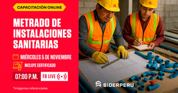  Capacitación online gratis "Metrado de instalaciones sanitarias" de SIDERPERU