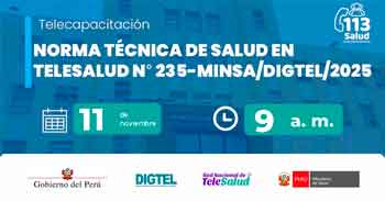  Capacitación online gratis "Norma técnica de salud en telesalud N° 235-minsa/digtel/2025" del MINSA