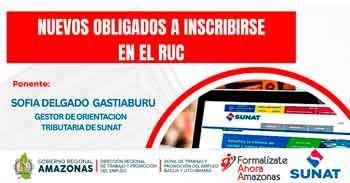  Capacitación online gratis "Nuevos obligados a inscribirse en el RUC" de DRTPE Amazonas