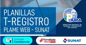  Capacitación online gratis "Planillas T-Registro: Plame Web - Sunat" de la DRTPE Piura