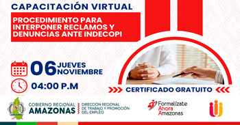  Capacitación online gratis "Procedimiento para interponer reclamos y denuncias ante INDECOPI" 