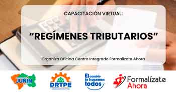  Capacitación online gratis "Regímenes Tributarios" de  la DRTPE Junín
