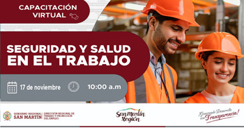  Capacitación online gratis "Seguridad y Salud en el Trabajo" de la DRTPE de San Martín