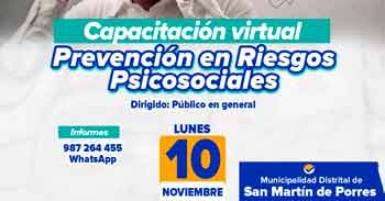  Capacitación online  "Prevención en Riesgos Psicosociales" de la Municipalidad San Martin de Porres