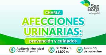  Charla presencial "Afecciones urinarias: prevención y cuidados" de la Municipalidad De San Borja