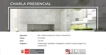  Charla presencial sobre "Nuevas tendencias en revestimiento 2026" del SENCICO