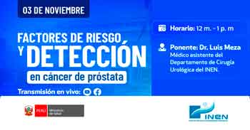  Charla online gratis "Factores de riesgo y detección en cáncer de próstata"del INEN