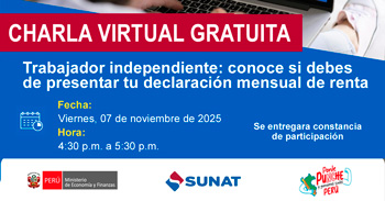  Charla online gratis "Trabajador Independiente: Conoce si debes presentar tu Declaración Mensual de Renta" 