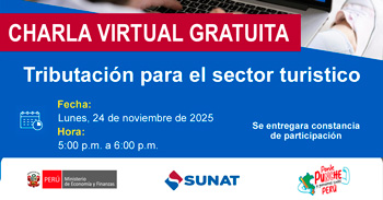  Charla online gratis "Tributación para el sector turistico" de la SUNAT
