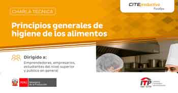   Charla online "Principios generales de higiene de los alimentos" del CITEproductivo Pucallpa