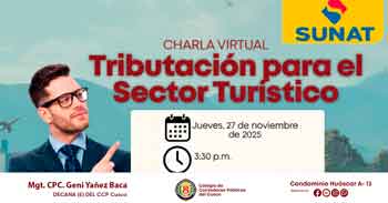  Charla online "Tributación para el Sector Turístico" del Colegio de Contadores Públicos del Cusco