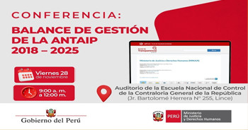  Conferencia presencial gratis "Balance de gestión de la ANTAIP 2018 - 2025" MINJUSDH
