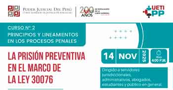  Conferencia online "La prisión preventiva en el marco de la Ley 30076"  Corte Superior de Justicia de Ayacucho