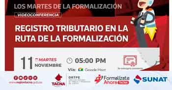  Conferencia online "Registro tributario en la ruta de la formalización" del Gobierno Regional de Tacna
