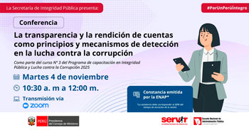 Conferencia online "Transparencia y rendición de cuentas  en la lucha contra la corrupción"