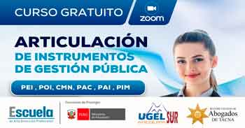  Curso online gratis: "Articulación de Instrumentos de Gestión Pública (PEI, POI, PAC, PAI, PIM)"