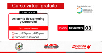  Curso online gratis "Asistente de marketing y comercial" de la Municipalidad de La Joya