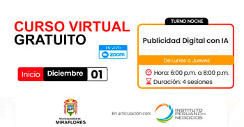 Curso online gratis "Publicidad Digital con IA" de la Municipalidad de Miraflores Arequipa