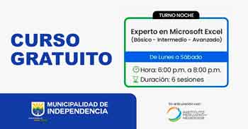  Curso online gratis "Experto en Microsoft Exce" de la Municipalidad de Independencia