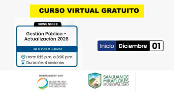  Curso online gratis "Gestión Pública" de la Municipalidad de San Juan de Miraflores