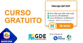  Curso virtual gratis "Manejo del SIAF" de la Municipalidad Distrital de Marcona