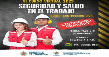  Curso Virtual gratis "Seguridad y salud en el trabajo" de la GRTPE La Libertad