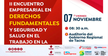  Evento presencial gratis "II Encuentro Empresarial en Seguridad y Derechos Laborales - Tacna"  