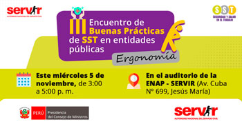  Evento presencial "III Encuentro de Buenas Prácticas de SST en entidades públicas" del SERVIR