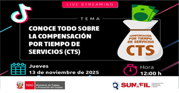  Evento online "Conoce todo sobre la compensación por tiempo de servicios (CTS)"  de la SUNAFIL
