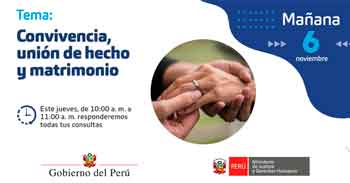  Evento online "Convivencia, la unión de hecho y el matrimonio" del MINJUSDH