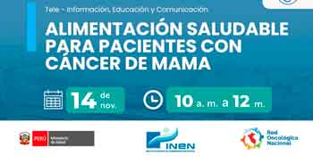  Capacitación  online gratis "Alimentación saludable para pacientes con cáncer de mamas" del INEN