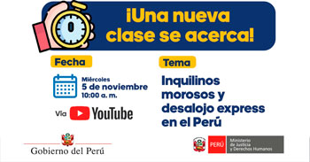  Evento online "Inquilinos morosos y desalojo express en el Perú" del MINJUSDH