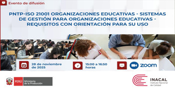 Evento online PNTP-ISO 21001 Organizaciones educativas - Sistemas de gestión - Requisitos con orientación